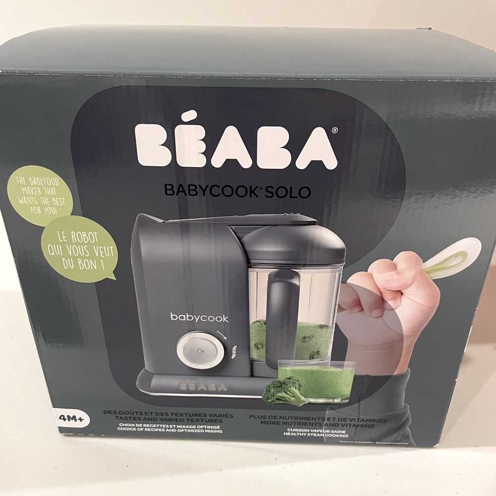 Beaba Baby 4in1 Baby Food Processor, Steam Cook, Blender & Food Maker: Charcoal